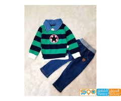 بدلات ولادي قطن انيق جدا   المقاسات 2. 3. سنوات   S. M.. الاخضر.